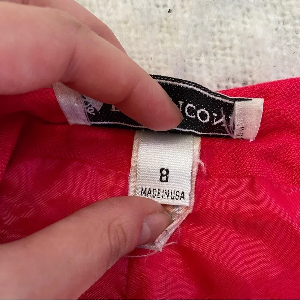 Vtg 80s Evan Picone Hot Pink Mini Skirt Lined Wrap Detail Size XS Preppy